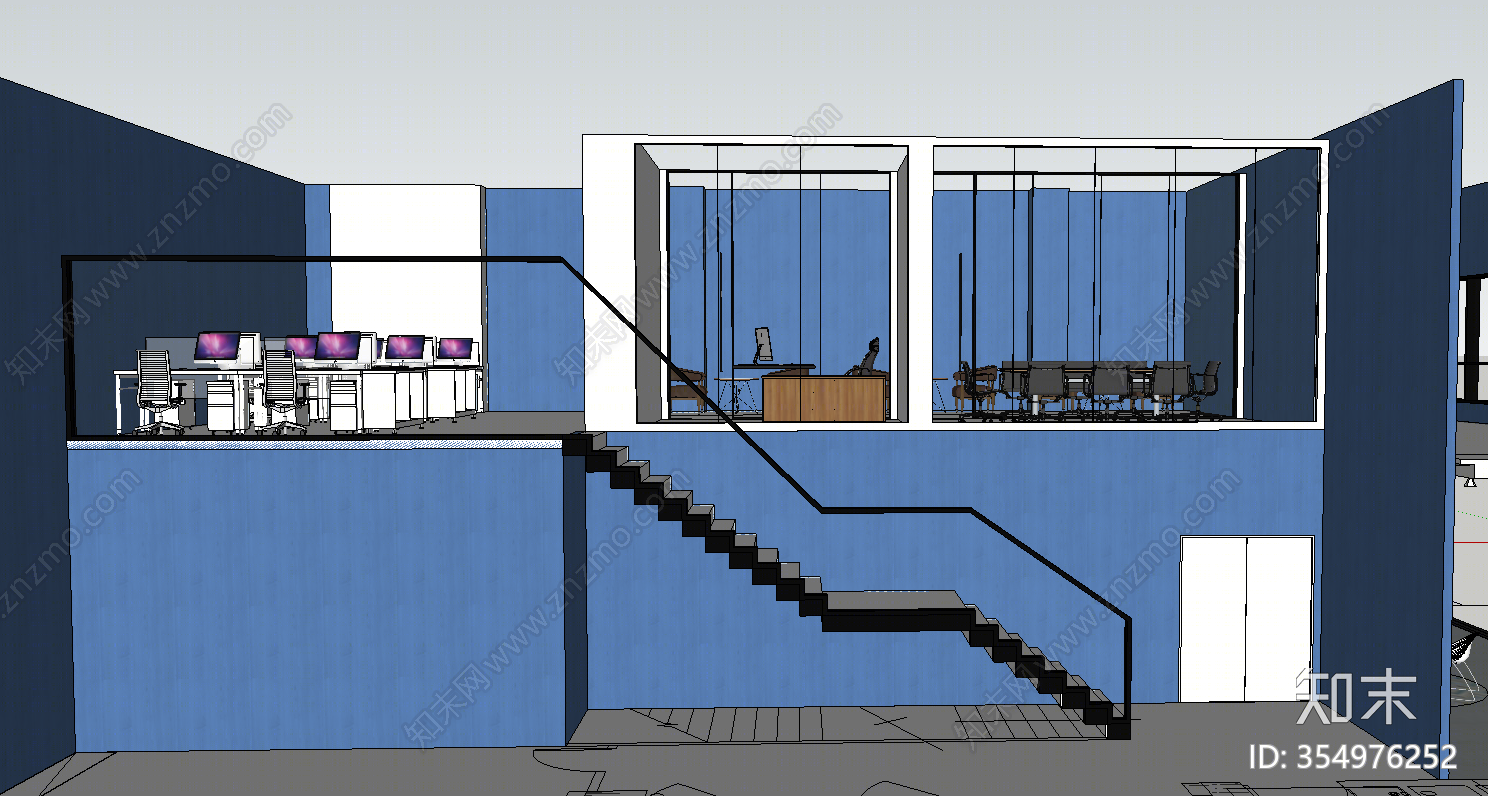 现代风格办公室SU模型下载【ID:354976252】