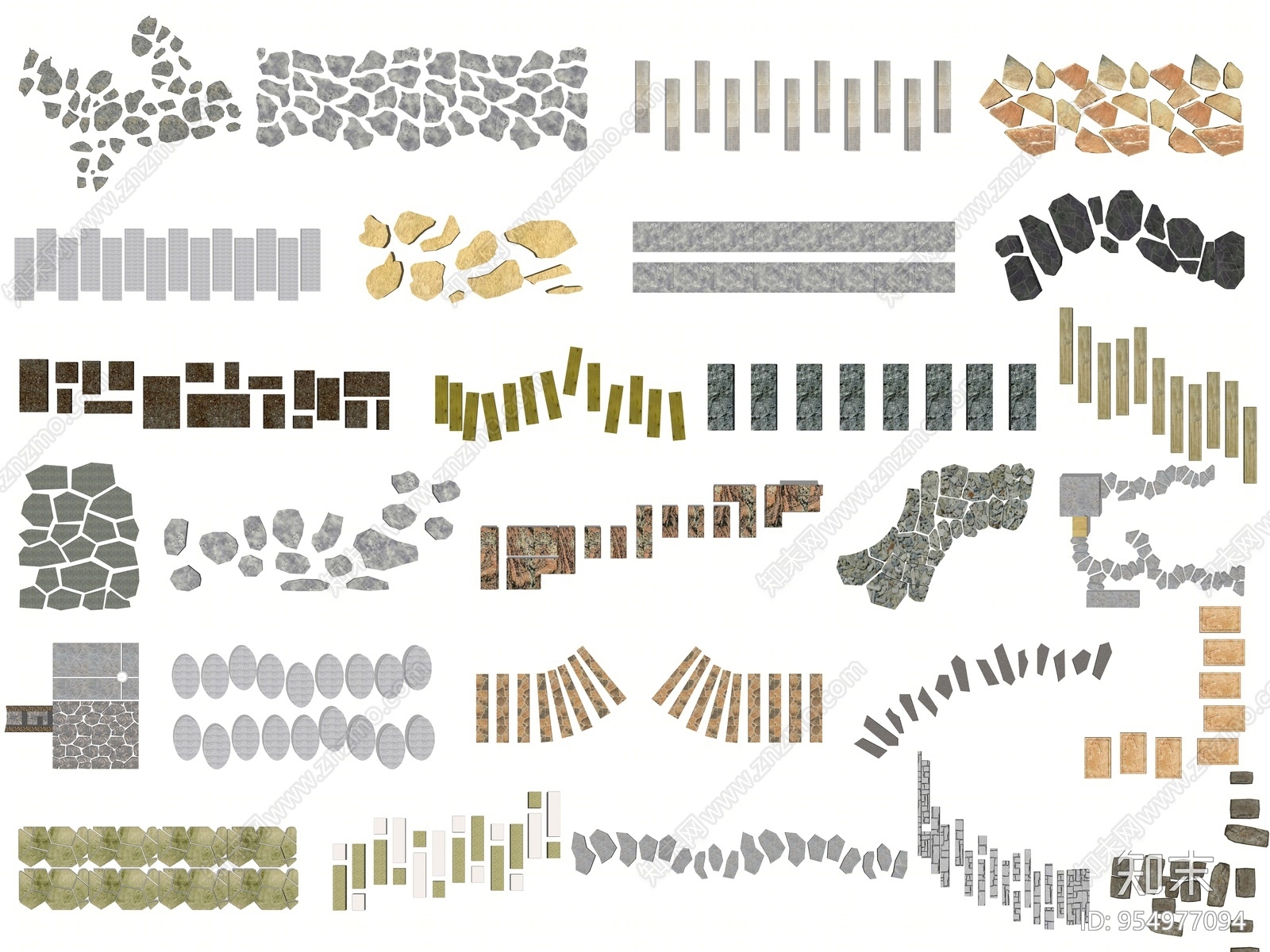 现代风格庭院石头小路SU模型下载【ID:954977094】