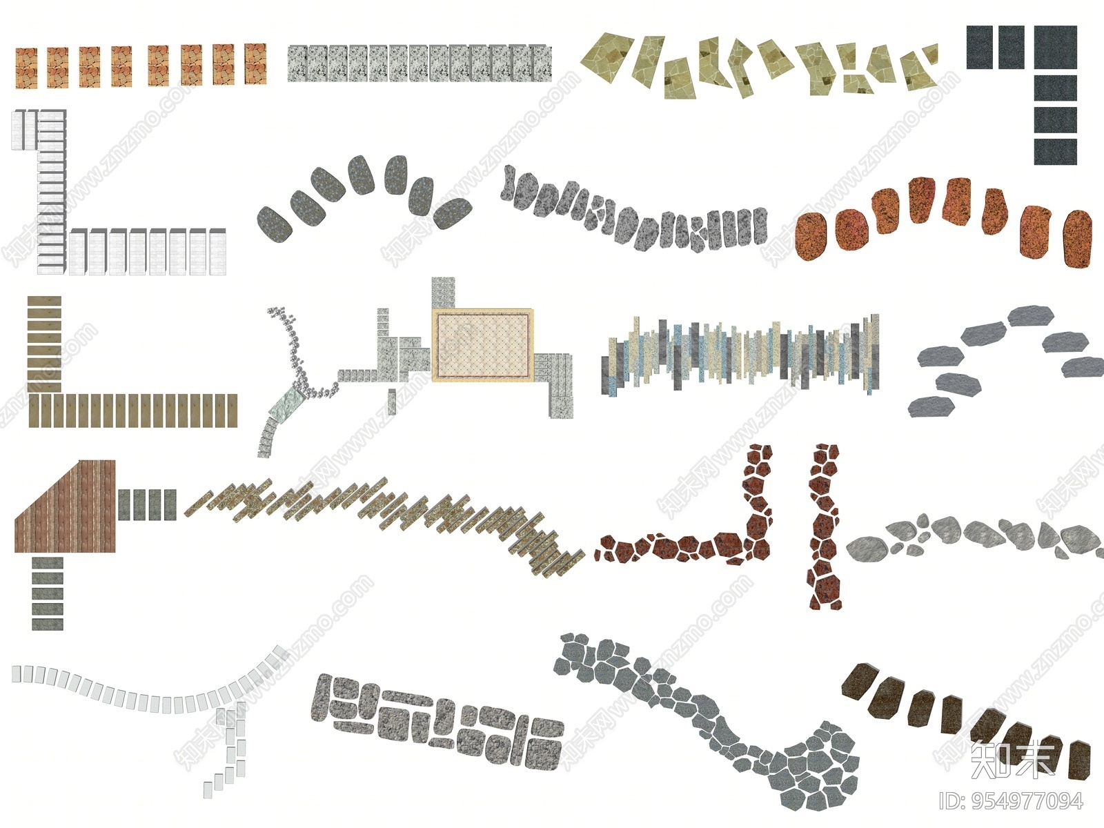 现代风格庭院石头小路SU模型下载【ID:954977094】