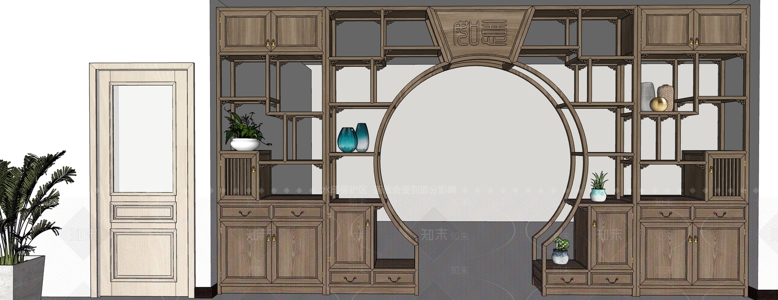 中式风格陈列柜SU模型下载【ID:354986320】