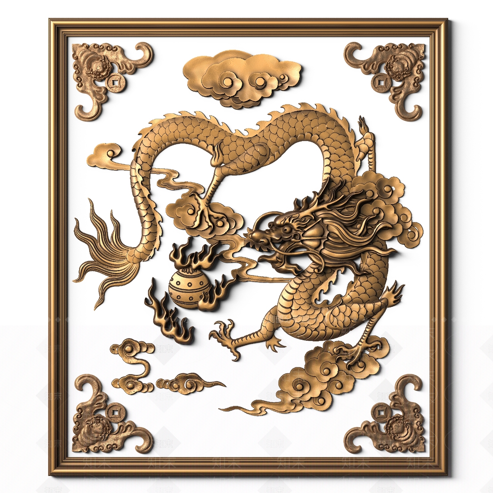 中式浮雕墙饰挂件3D模型下载【ID:354986841】