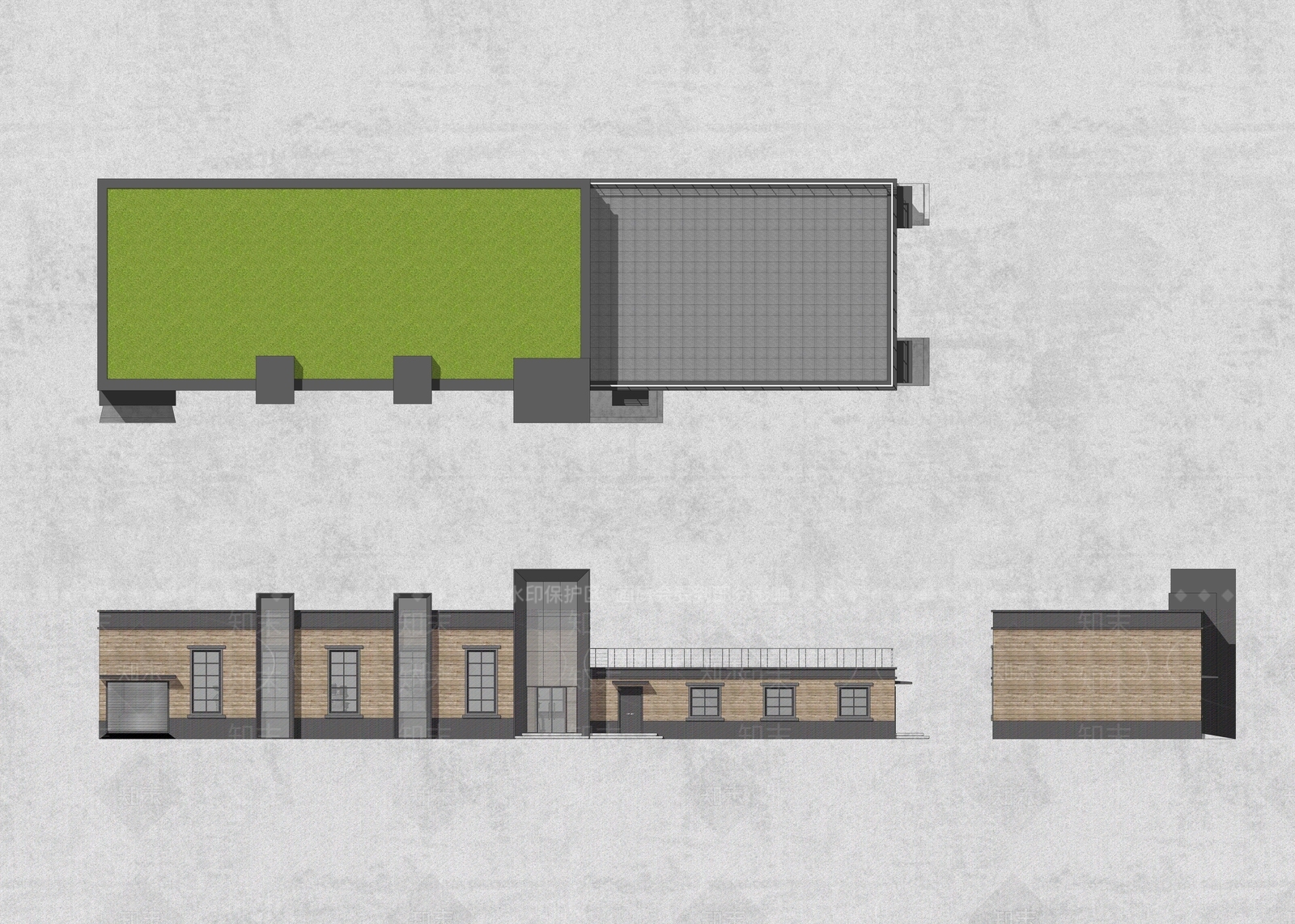 工业风格景观小建筑SU模型下载【ID:654997749】