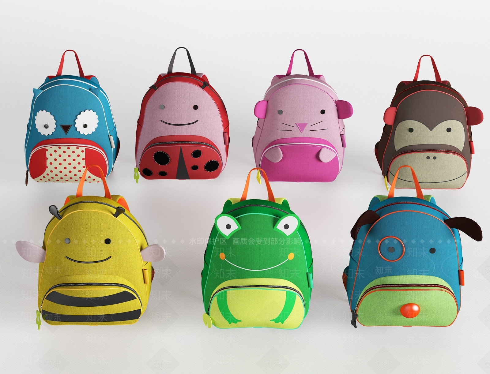 北欧儿童卡通书包3D模型下载【ID:555004996】