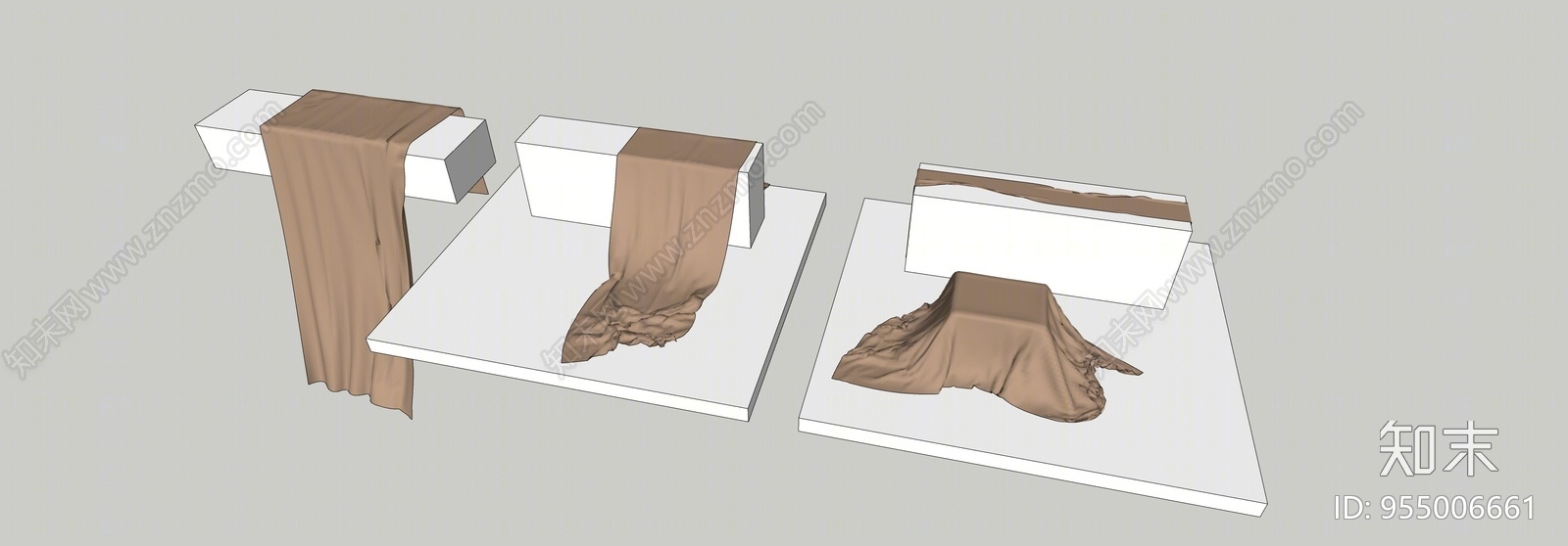 现代布料桌子褶皱模拟桌布合集桌旗SU模型下载【ID:955006661】