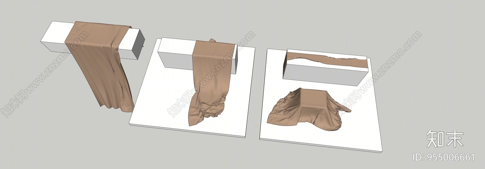现代布料桌子褶皱模拟桌布合集桌旗SU模型下载【ID:955006661】