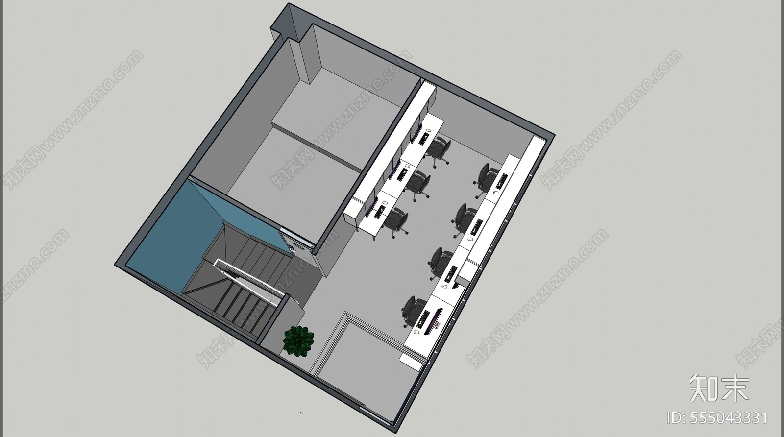 北欧风格教室SU模型下载【ID:555043331】