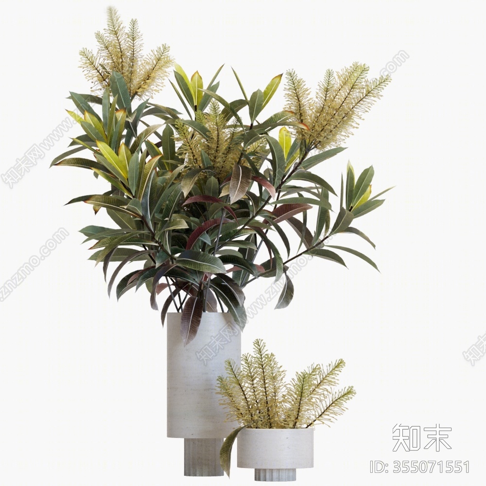 现代花瓶插花3D模型下载【ID:355071551】