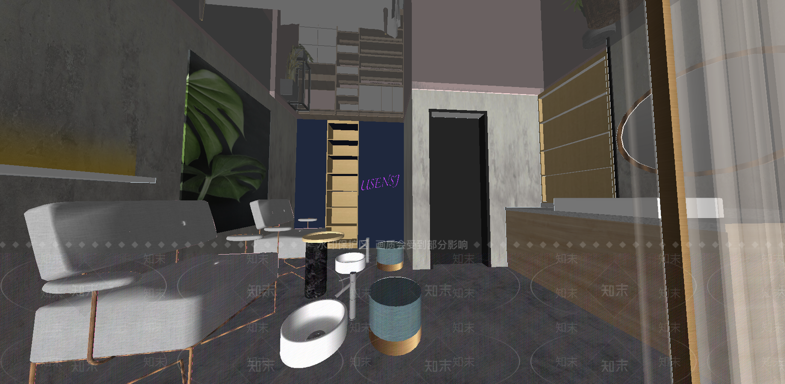 现代风格美甲店SU模型下载【ID:755075159】