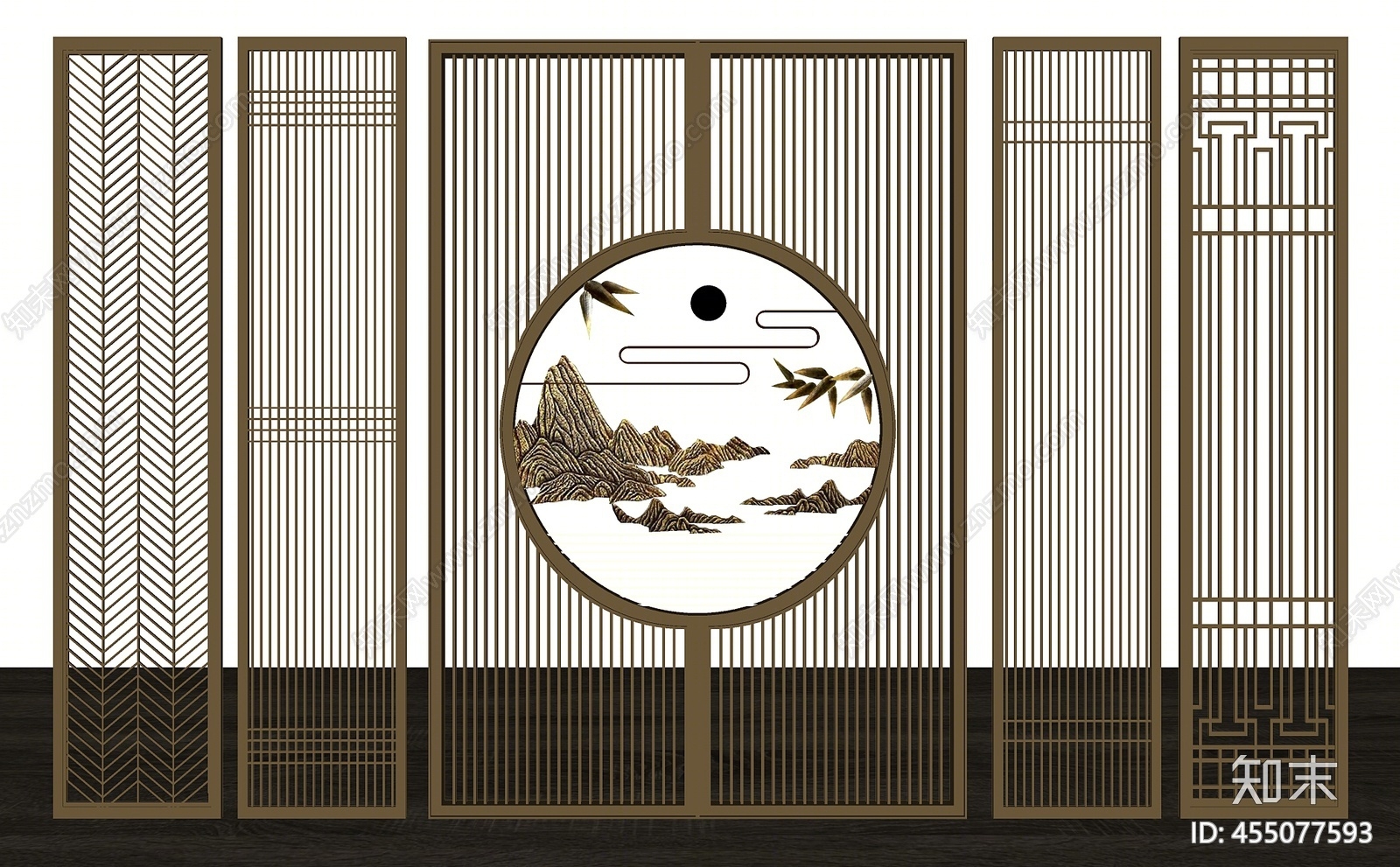 構件五金 屏風 隔斷 新中式風格隔斷su模型下載【id:455077593】 id