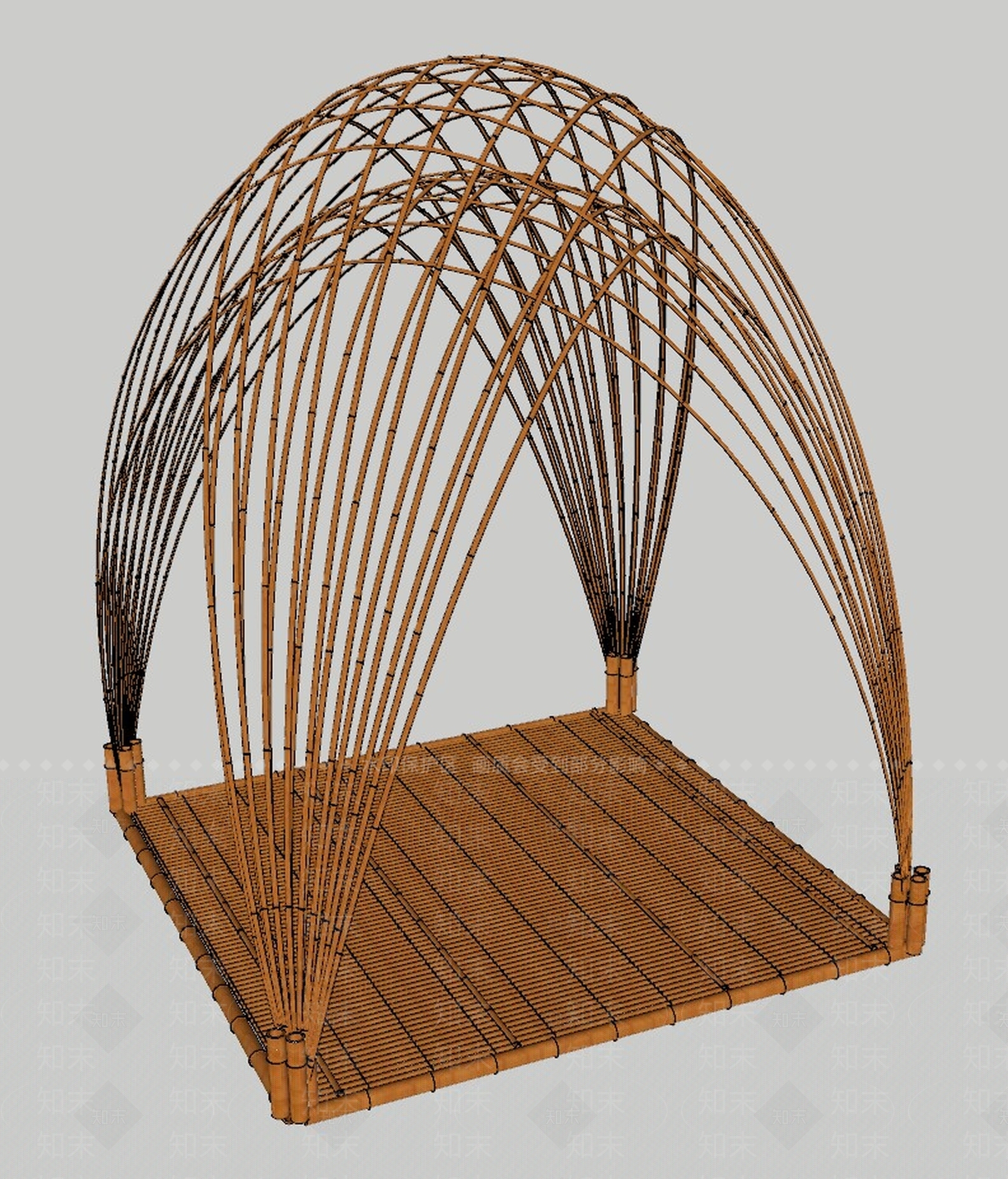 中式风格竹子亭子SU模型下载【ID:455118827】