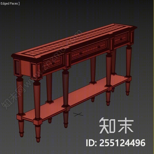 美式实木端景柜3D模型下载【ID:255124496】