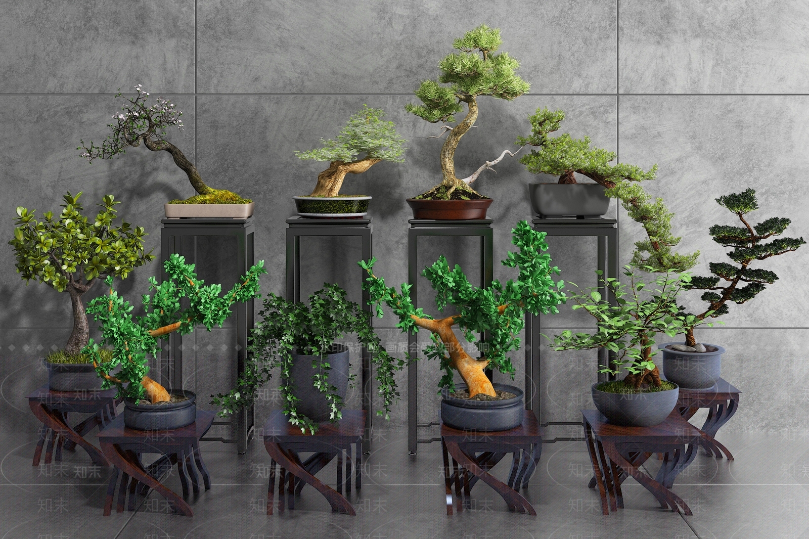 新中式盆栽3D模型下载【ID:355124894】