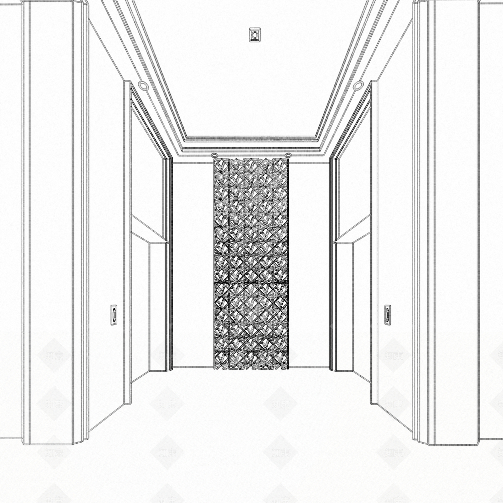 现代小区入户电梯厅3D模型下载【ID:955148925】