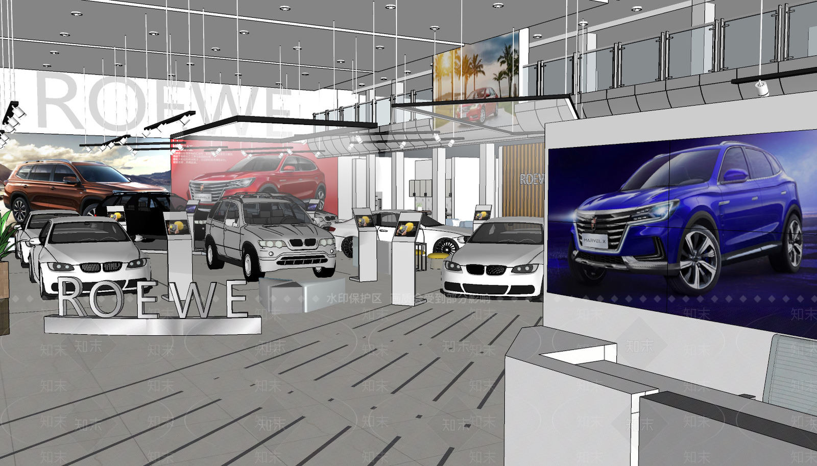 现代风格汽车4S店SU模型下载【ID:955157109】