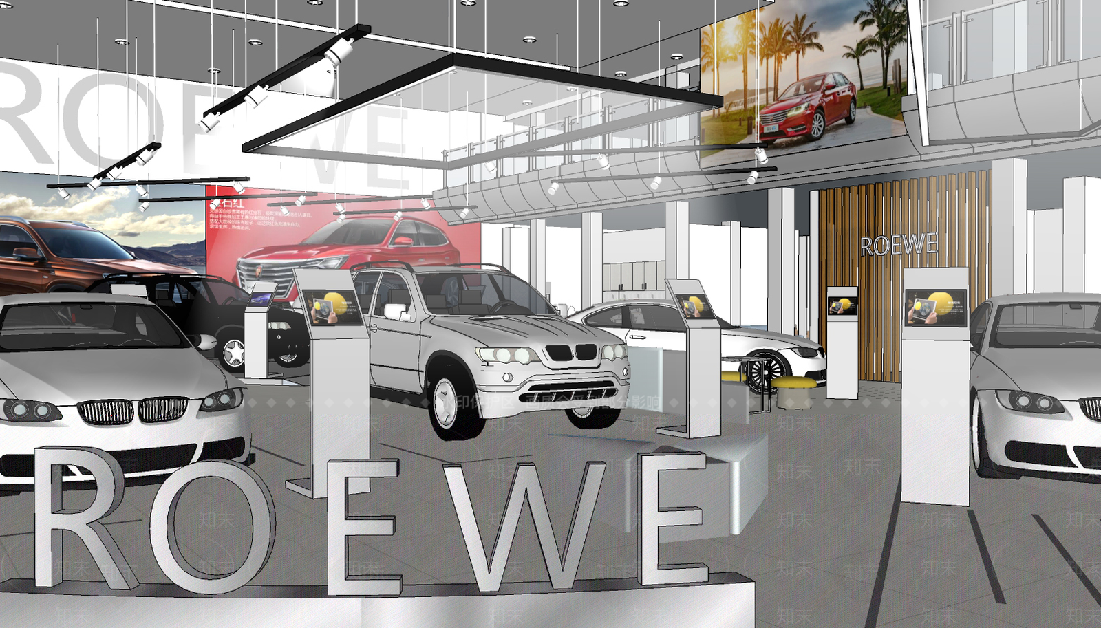 现代风格汽车4S店SU模型下载【ID:955157109】