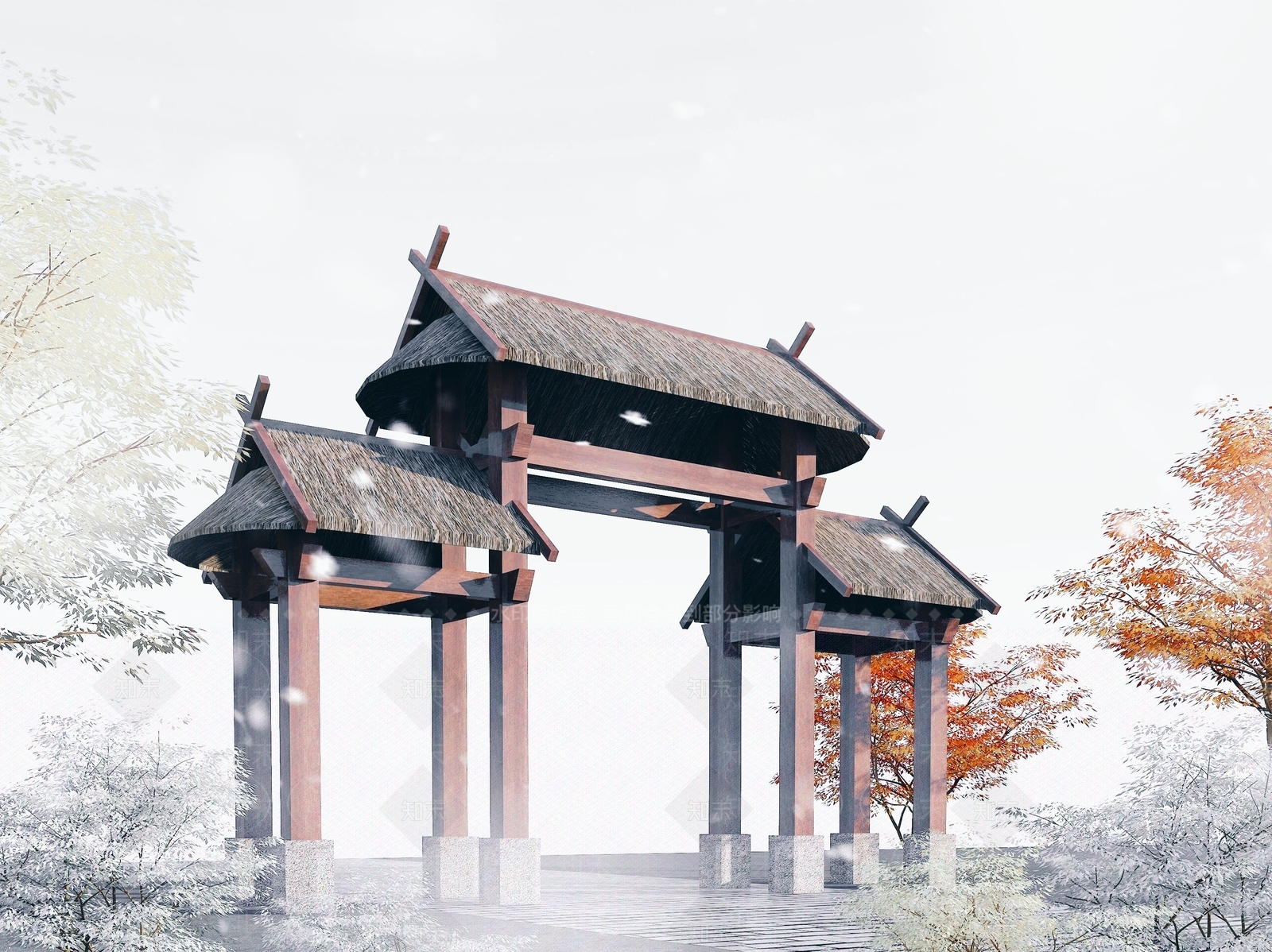 中式瓦族牌坊3D模型下载【ID:555158711】