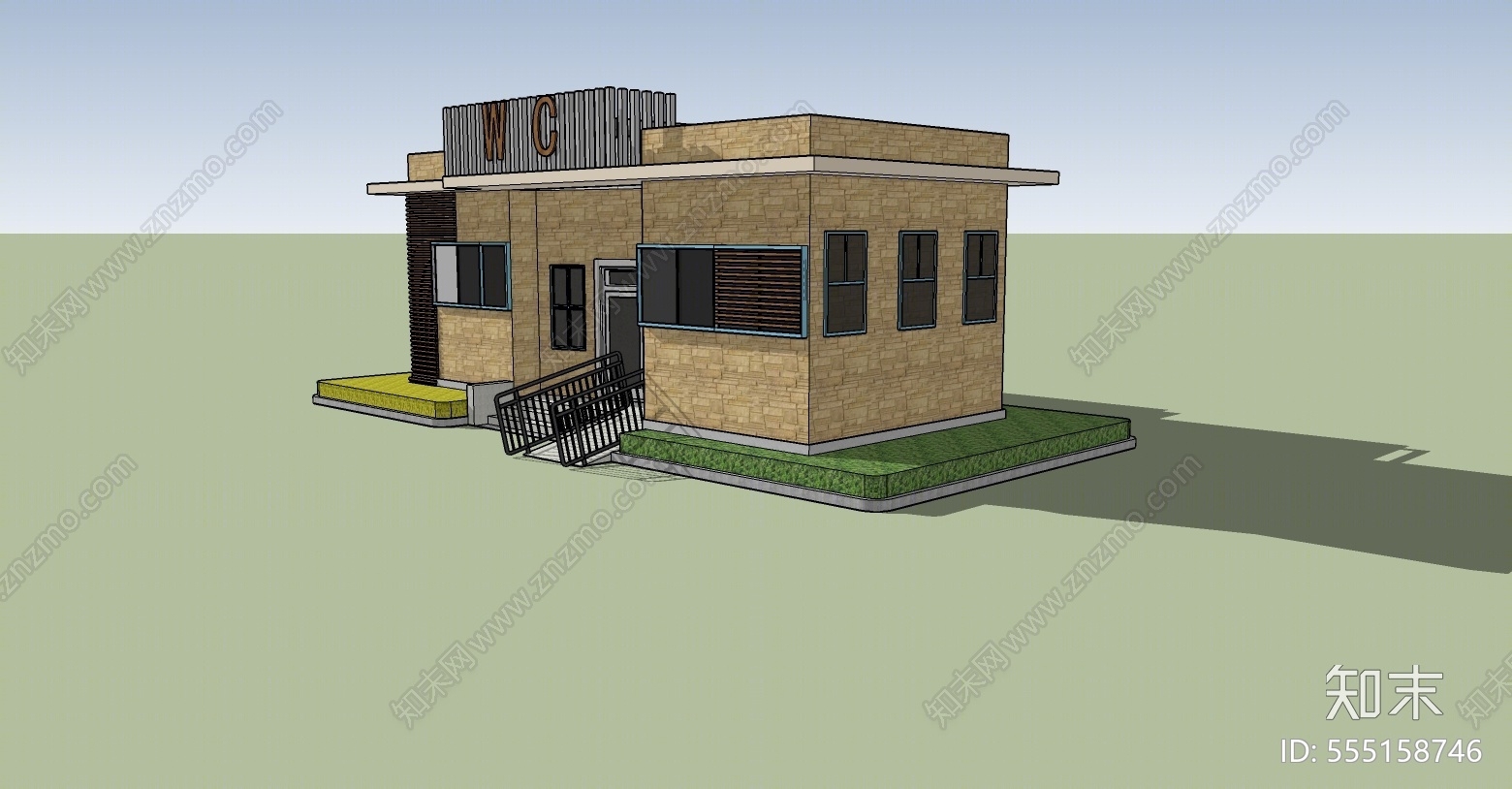 现代公园景区厕所SU模型下载【ID:555158746】