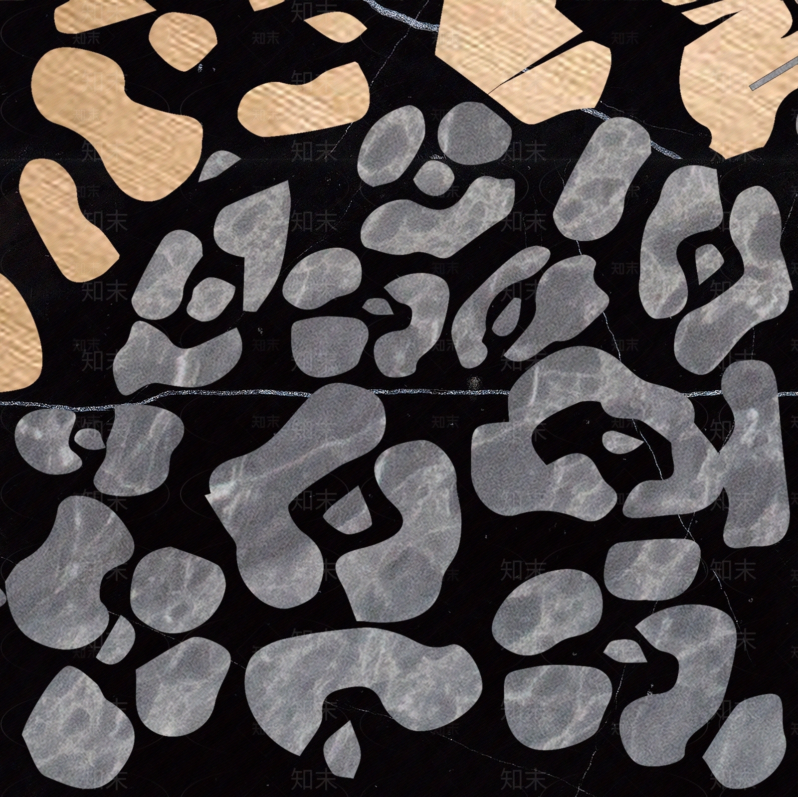 米洛西（墨玉白根+意大利灰+黄铜）大理石贴图下载【ID:355170797】