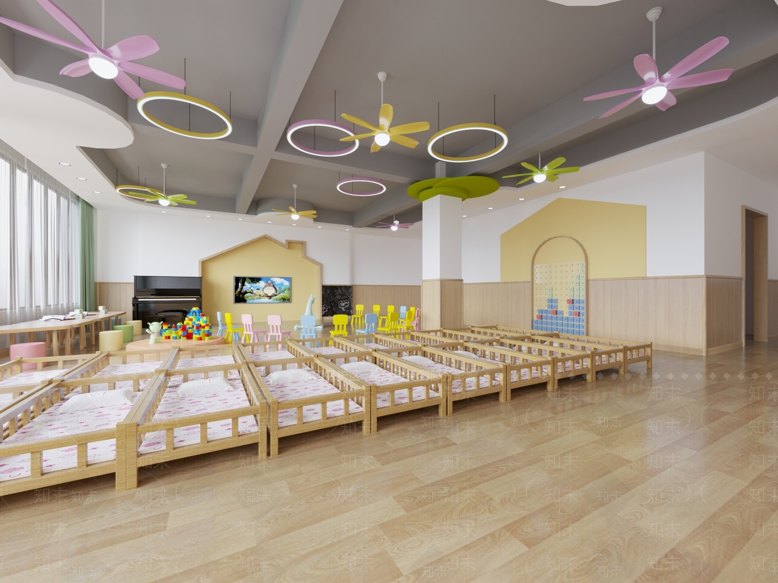 现代幼儿园教室3D模型下载【ID:555175816】