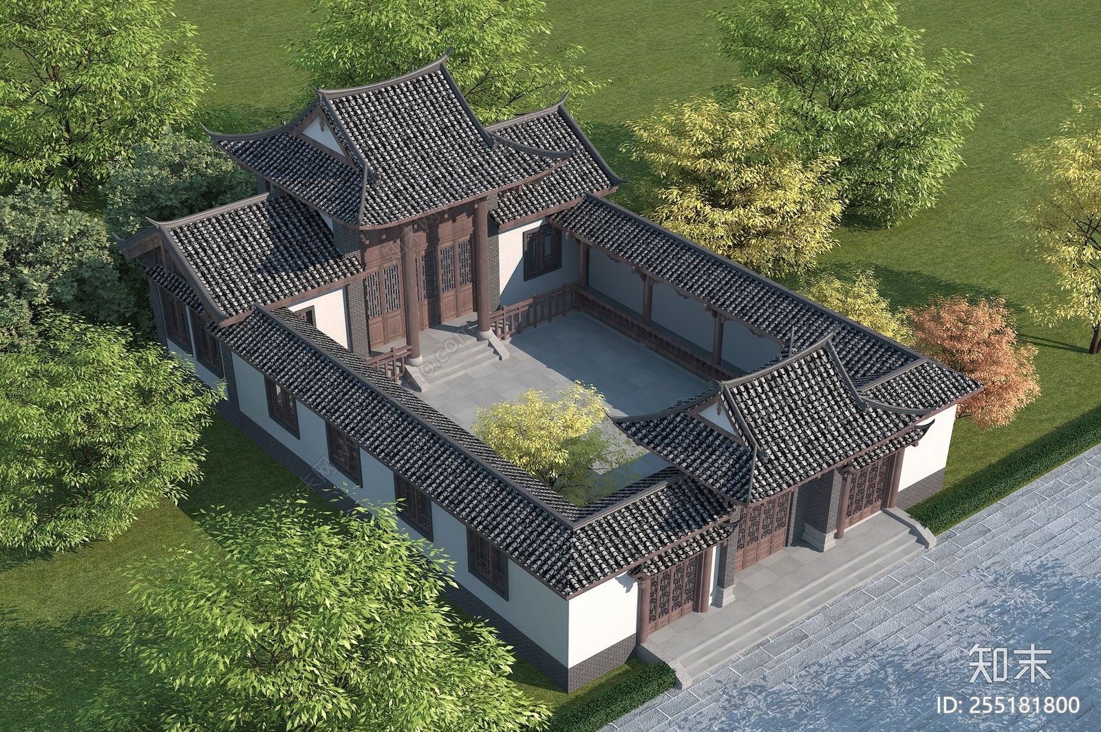 中式庭院3D模型下载【ID:255181800】