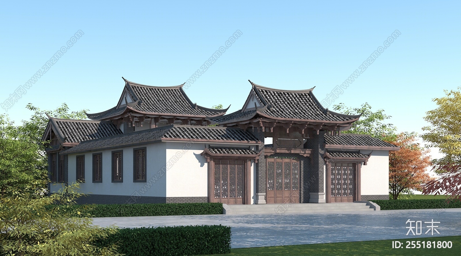 中式庭院3D模型下载【ID:255181800】