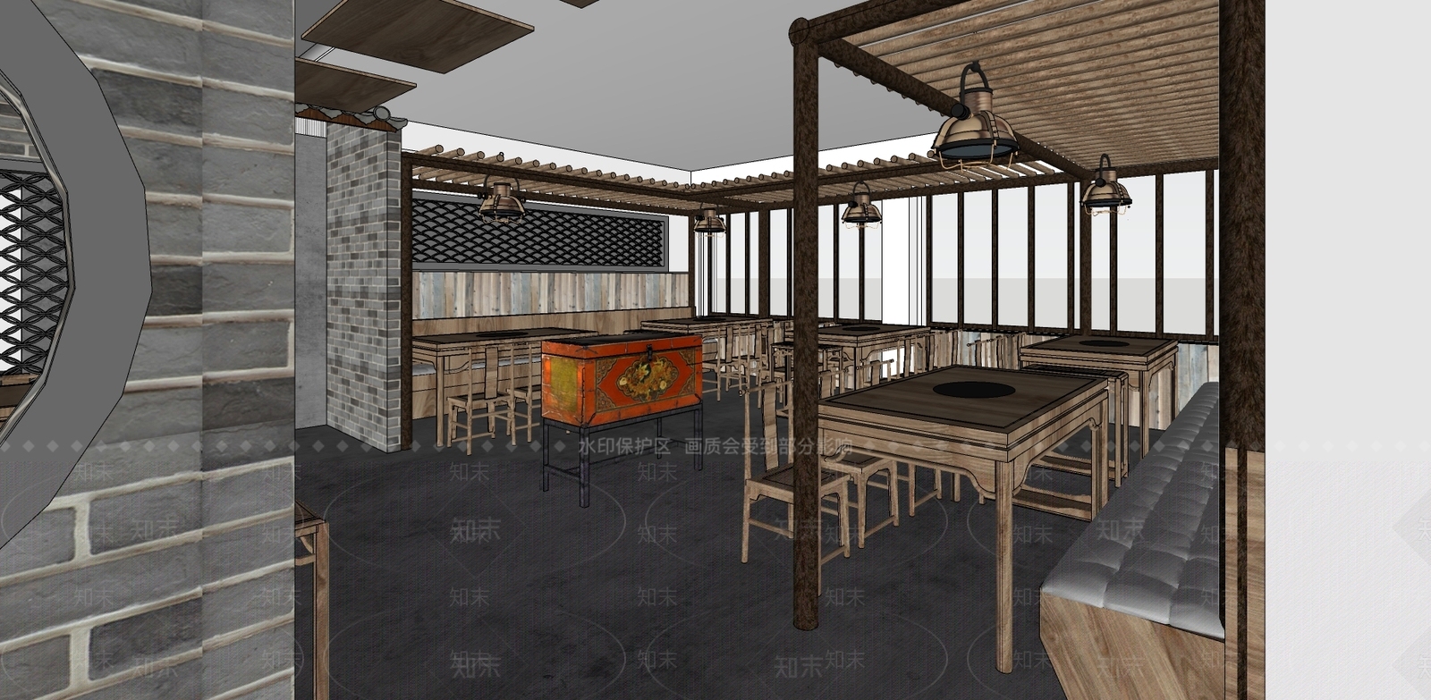 新中式风格火锅店SU模型下载【ID:855229832】