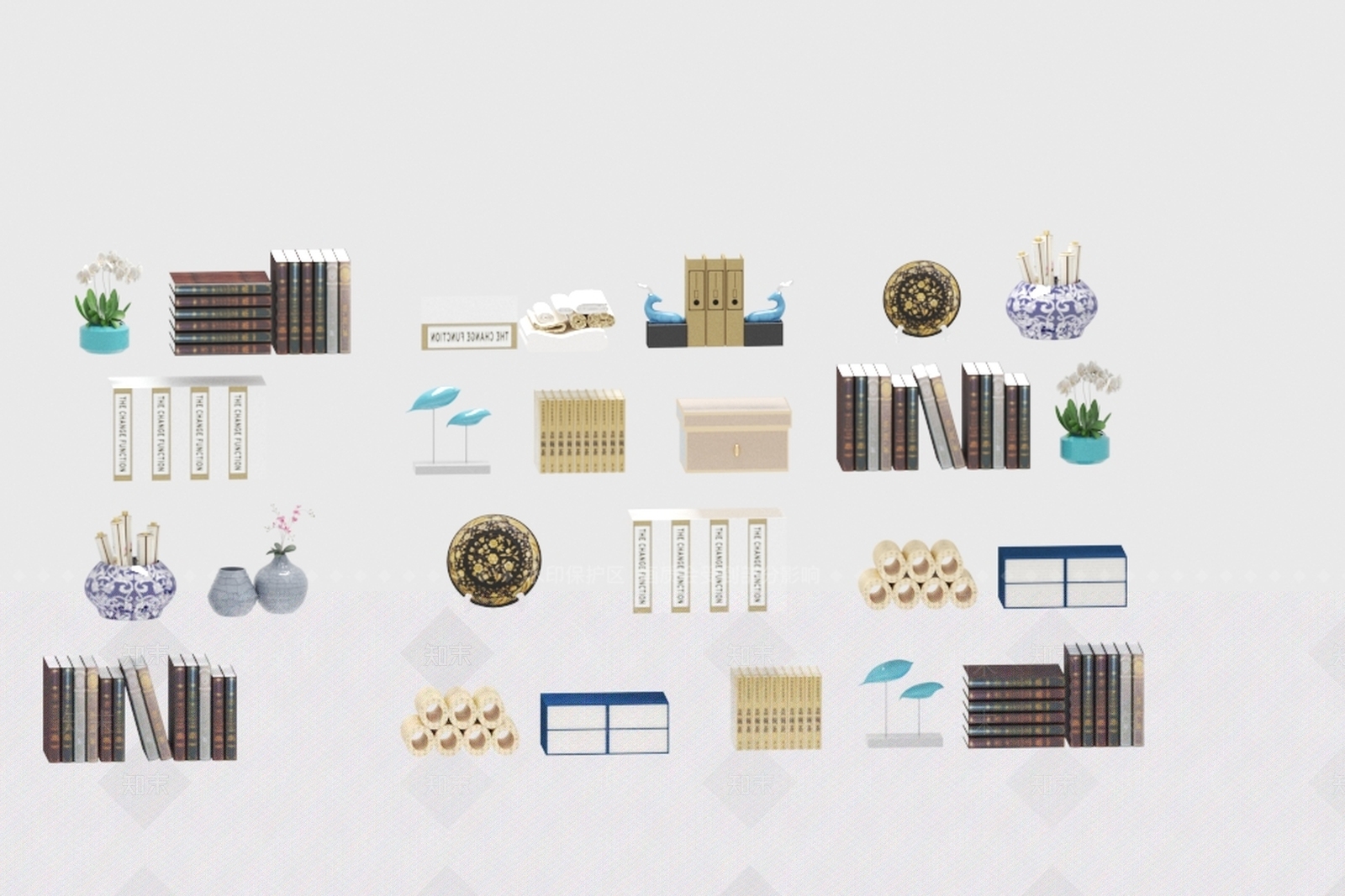 中式摆件组合3D模型下载【ID:655236572】