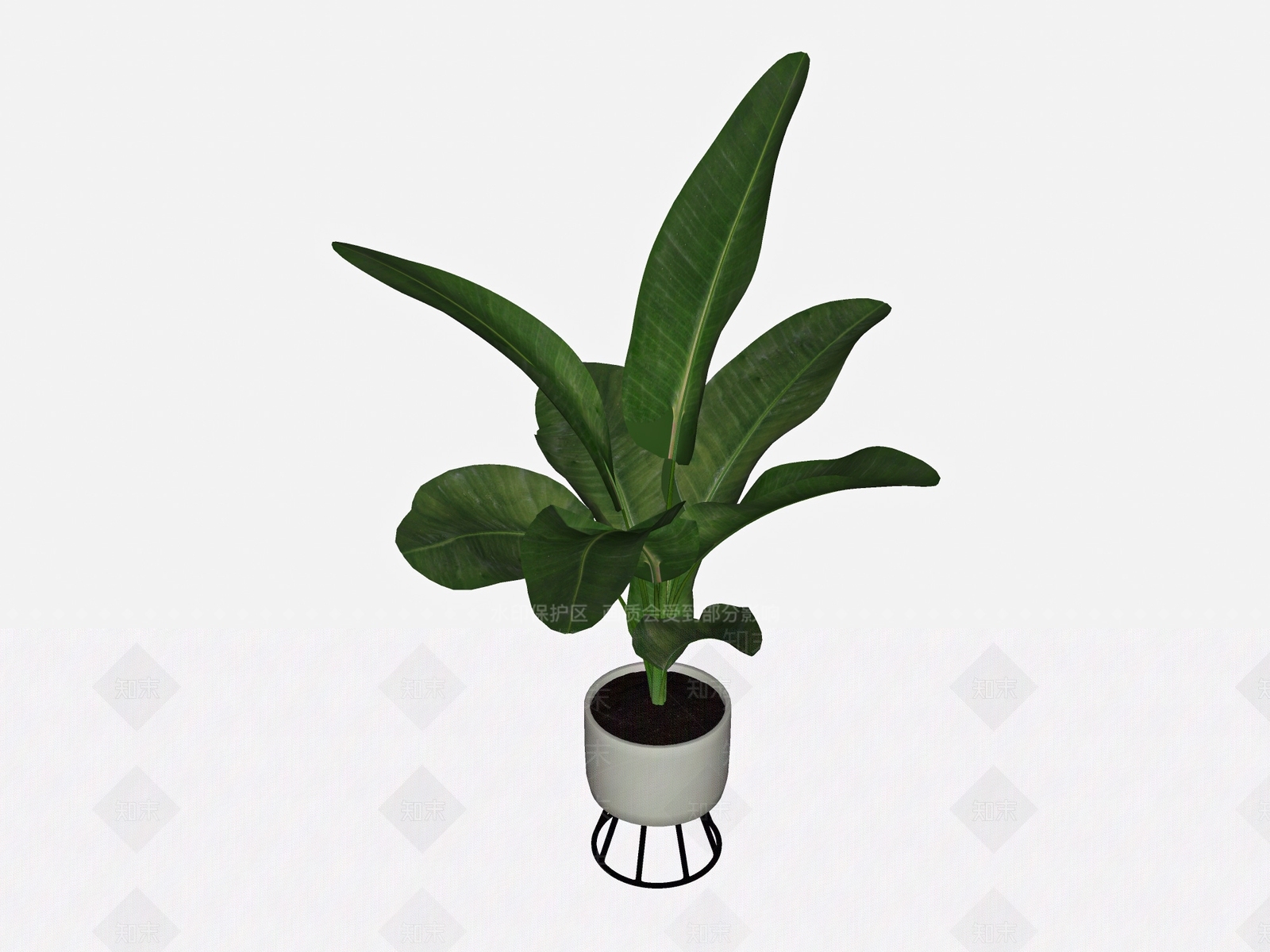 现代风格大叶盆栽SU模型下载【ID:155238800】