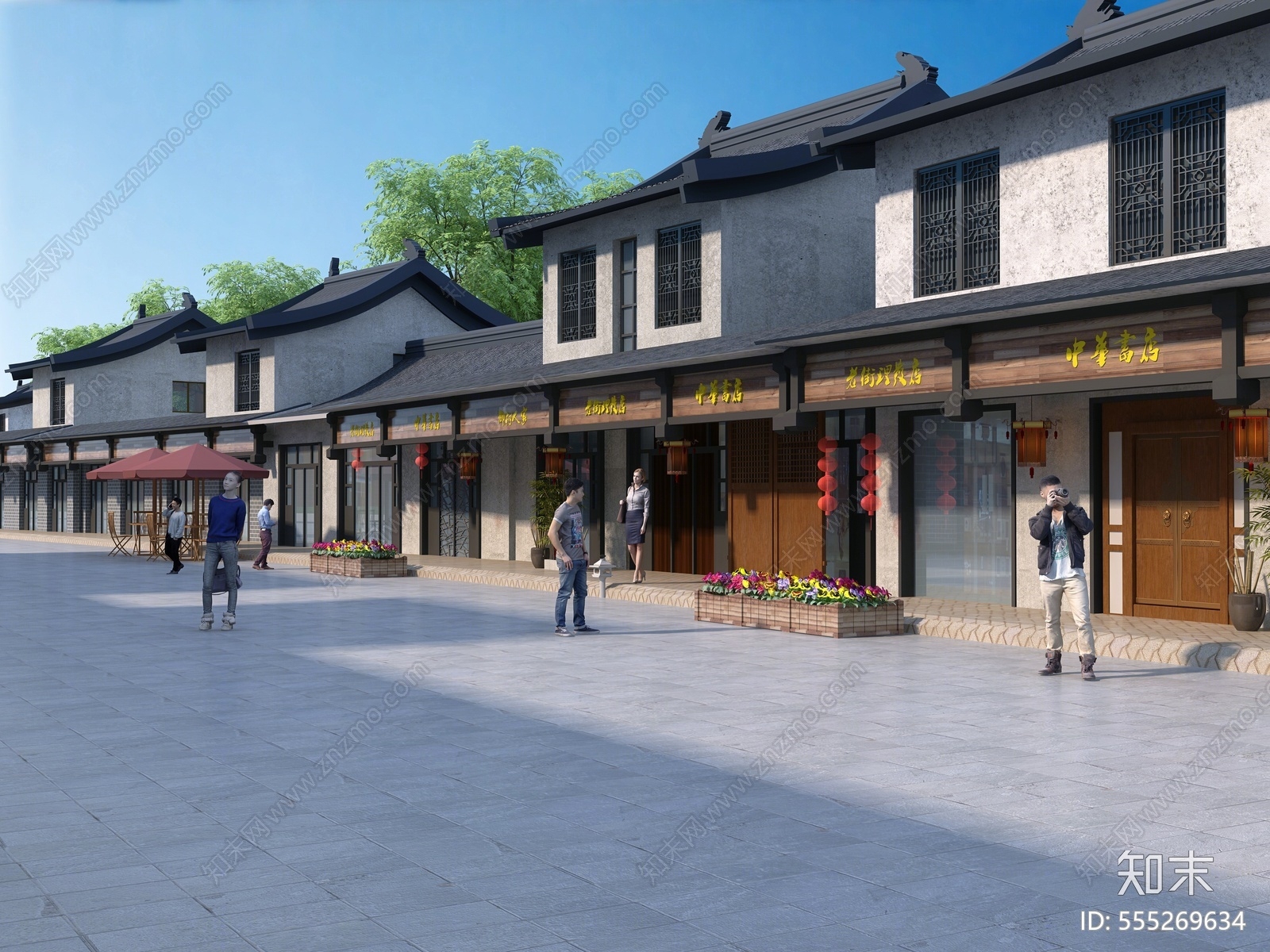 现代仿古建筑3D模型下载【ID:555269634】