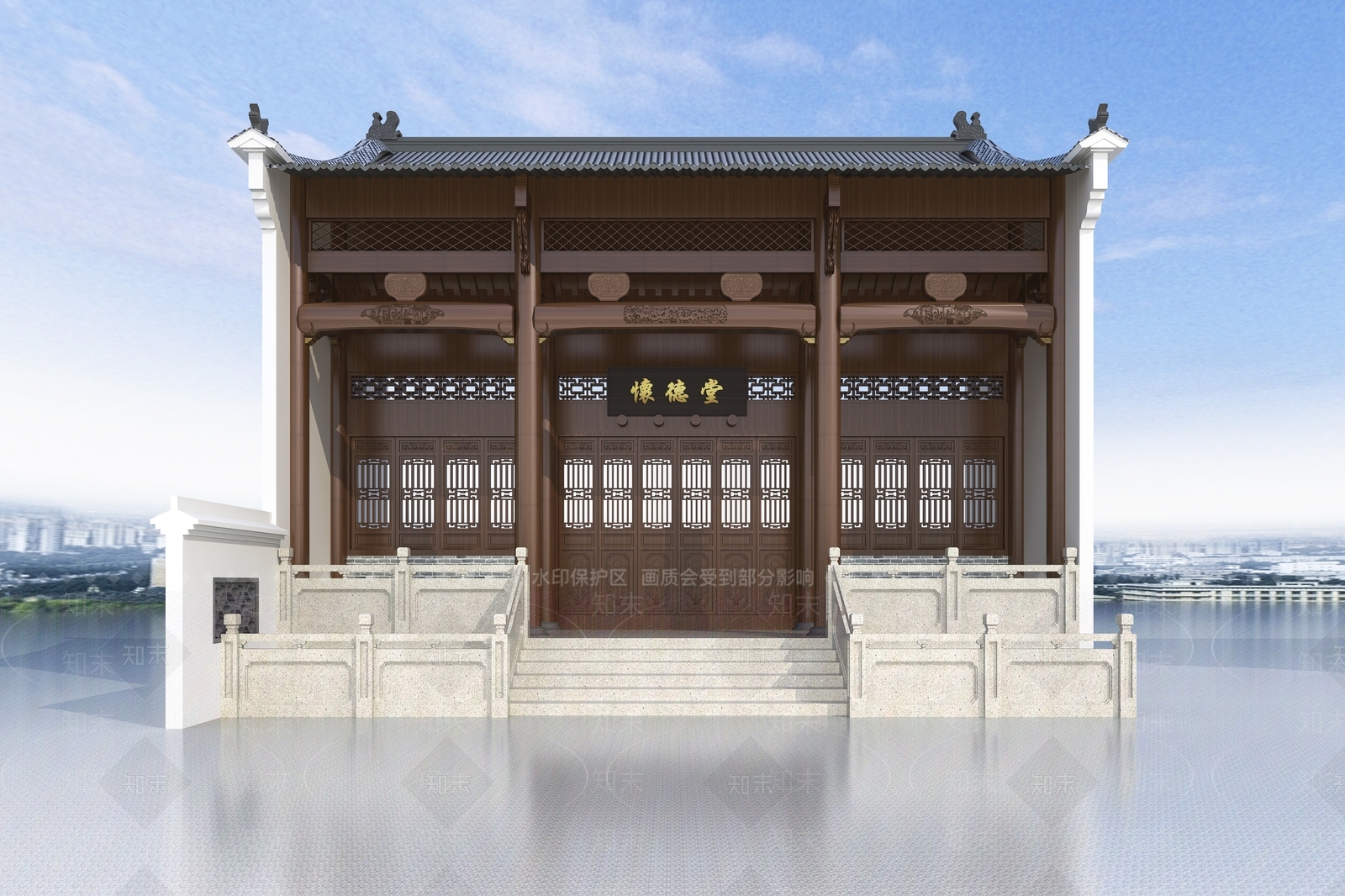 中式祠堂3D模型下载【ID:255281837】