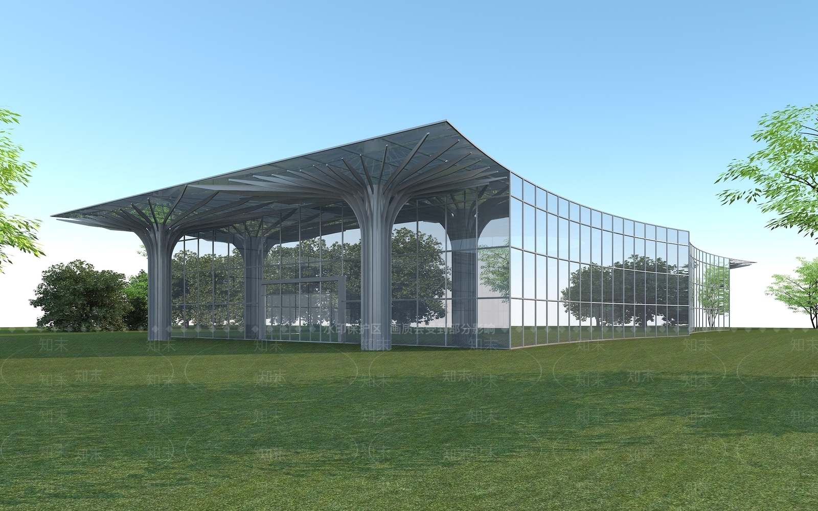 现代温室大棚3D模型下载【ID:855284540】