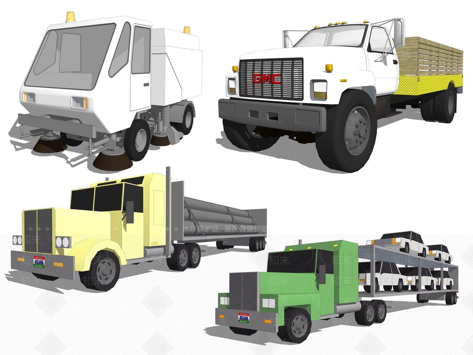 现代风格清洁车SU模型下载【ID:555289855】