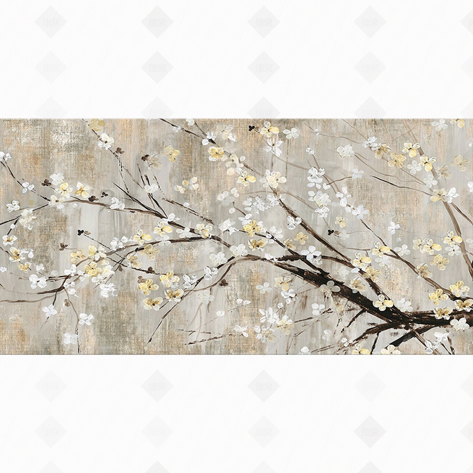 壁画，花，壁纸，现代，新中式，电视背景贴图下载【ID:355290939】