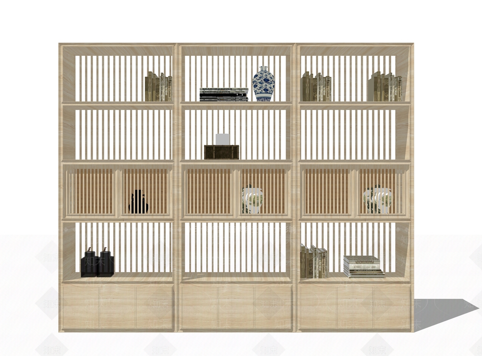 新中式风格陈列柜SU模型下载【ID:355300366】
