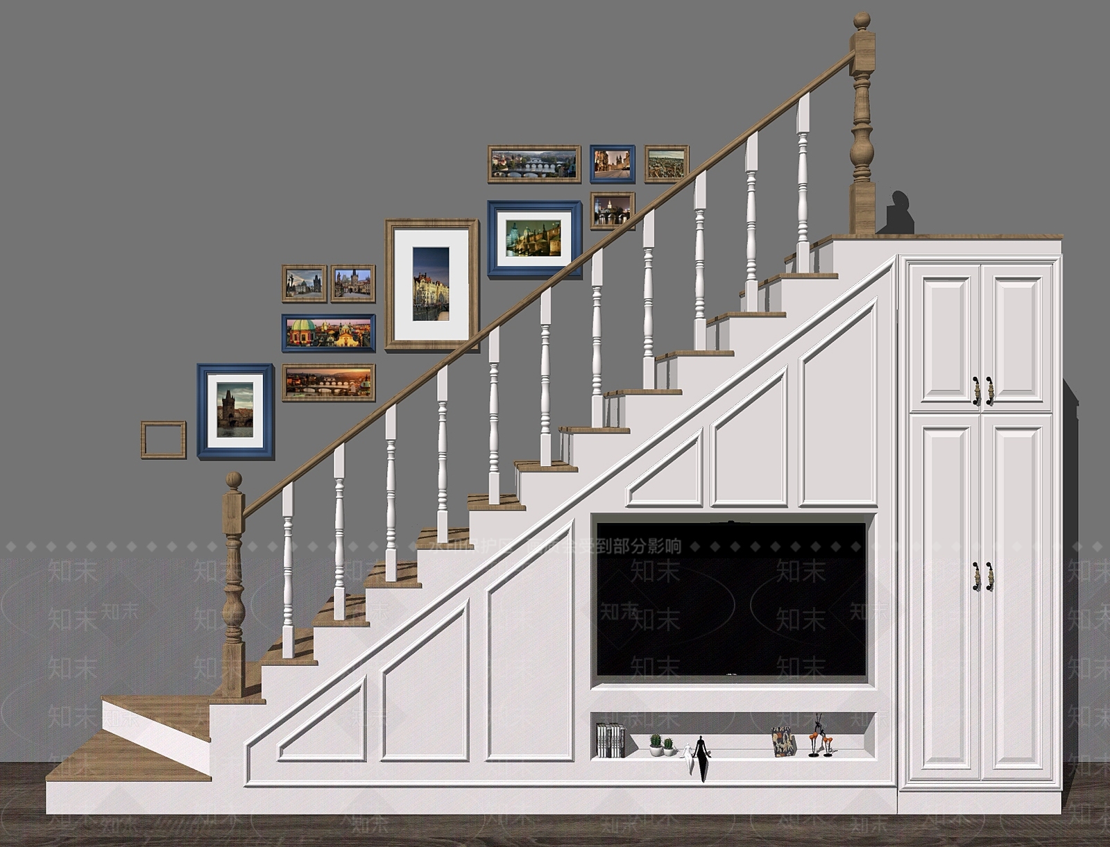 欧式风格木艺栏杆SU模型下载【ID:455300296】