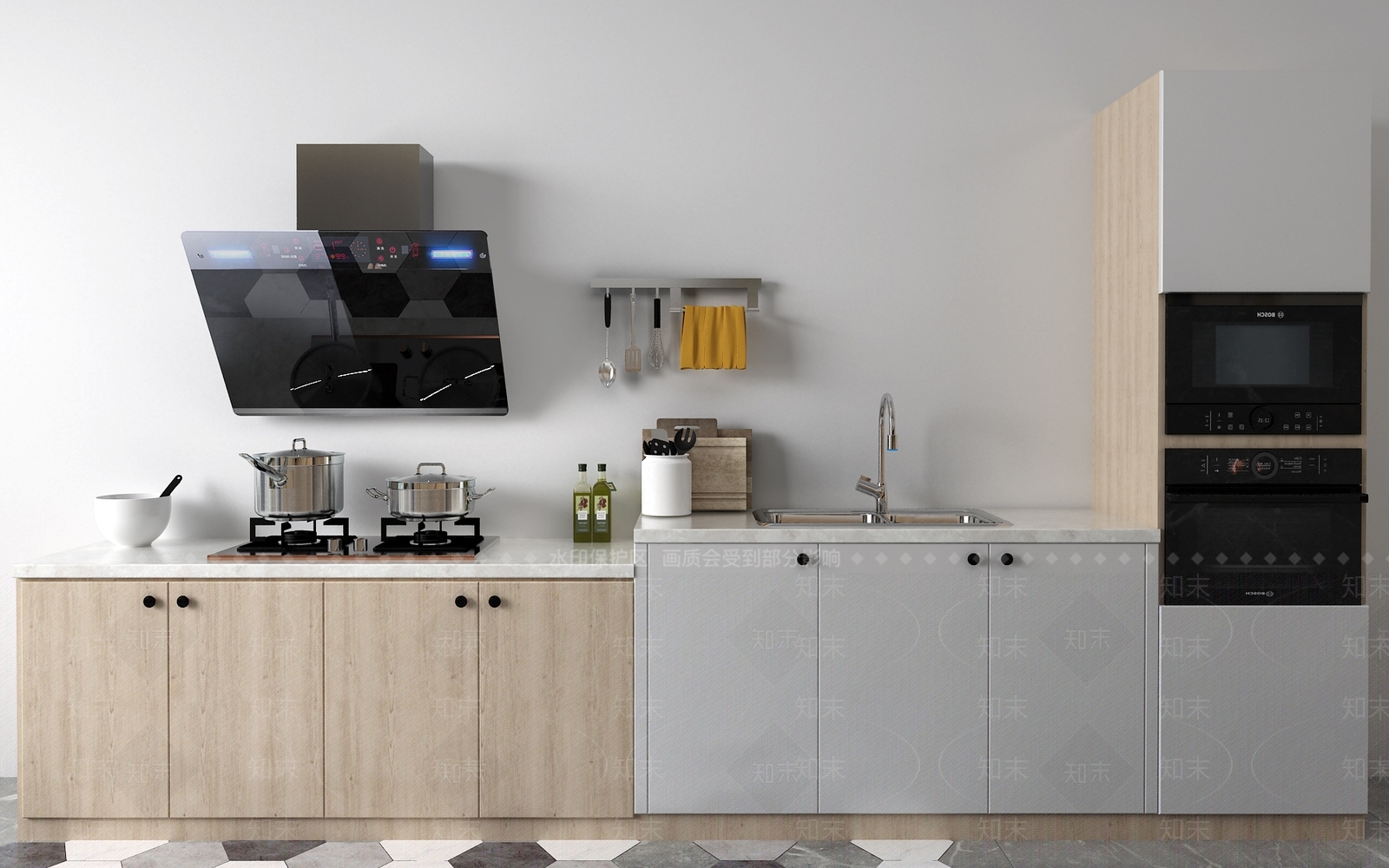 北欧厨房橱柜3D模型下载【ID:855305701】