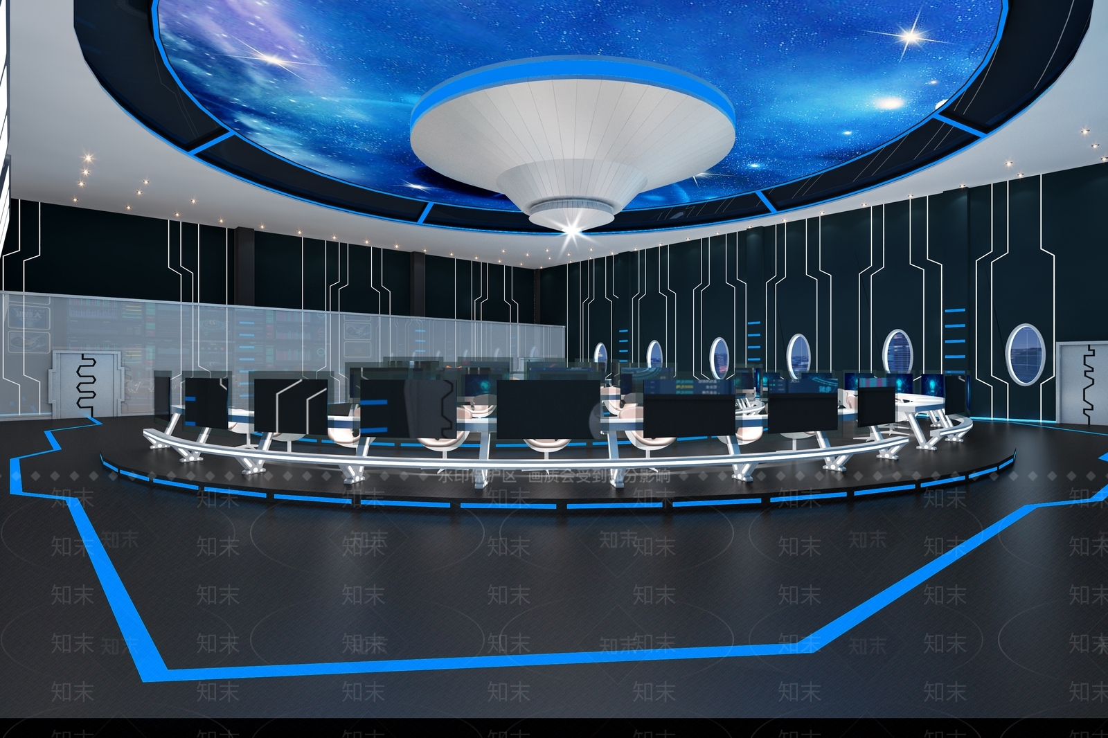 现代科技监控室监3D模型下载【ID:755327930】
