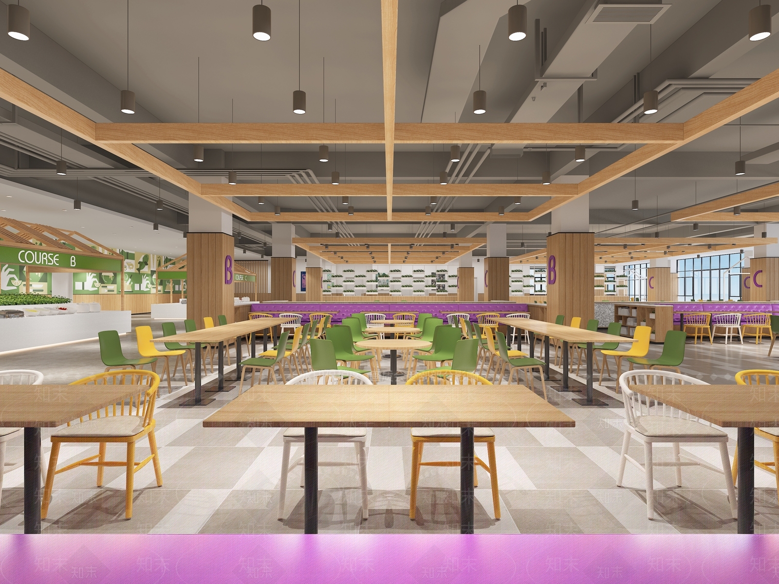 现代学校食堂3D模型下载【ID:755327761】