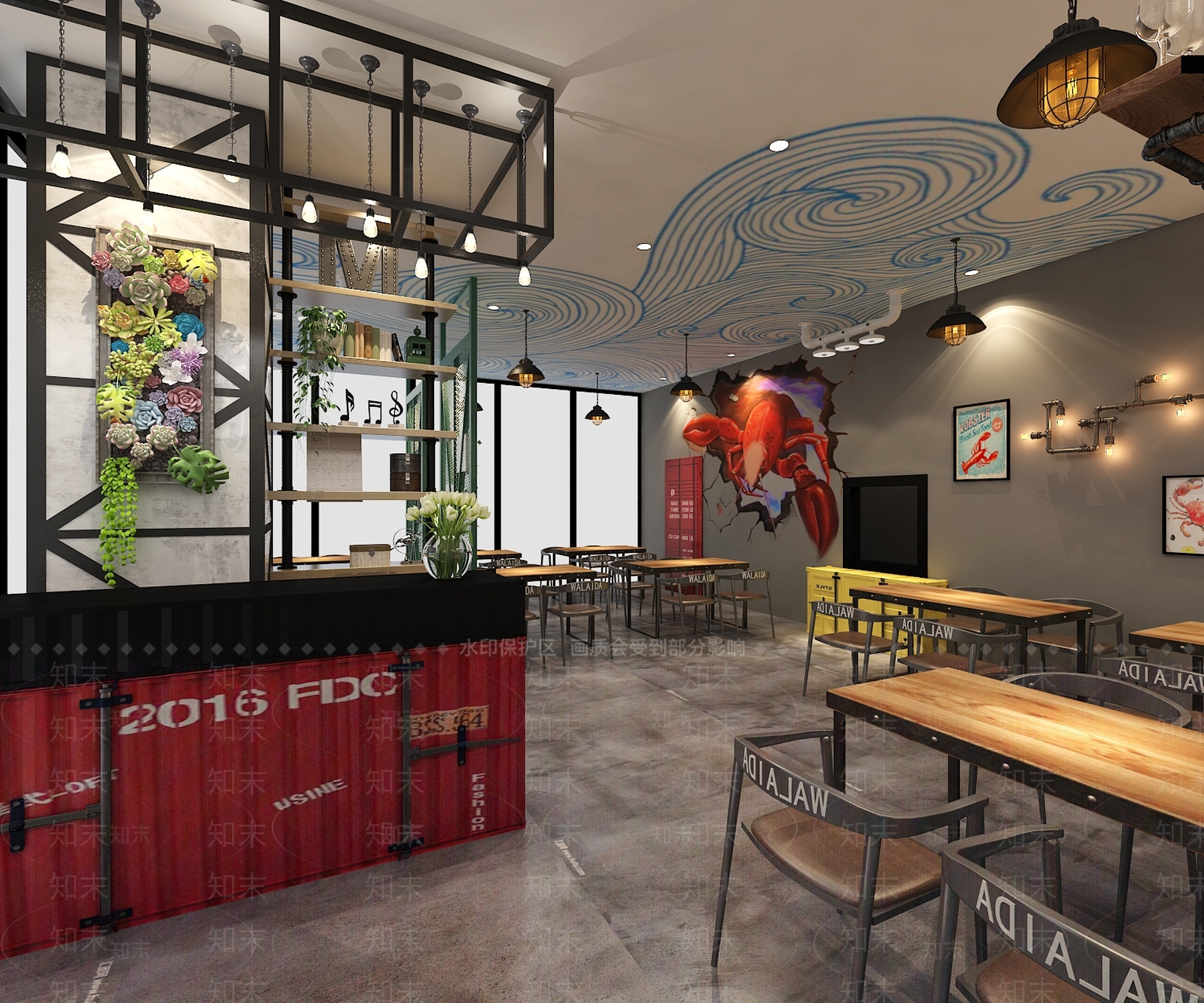 工业风烧烤店3D模型下载【ID:755335924】