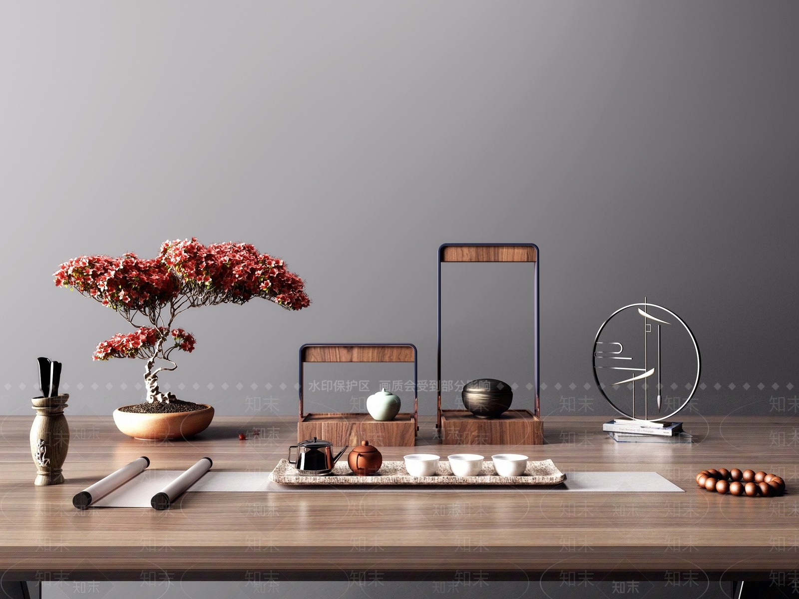 新中式茶具摆件3D模型下载【ID:155347653】