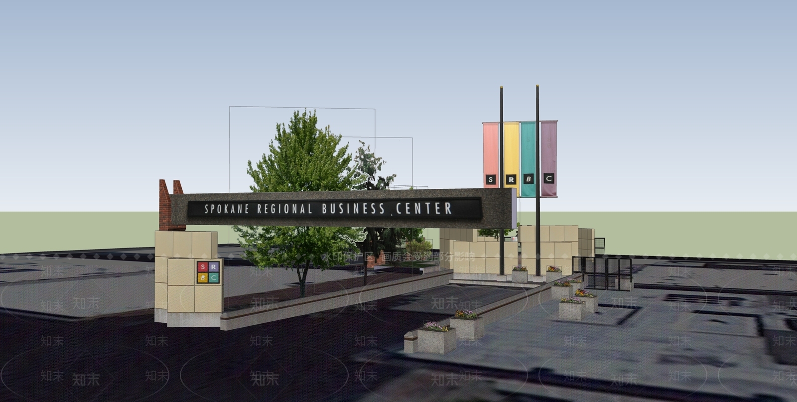 其他风格停车场大门SU模型下载【ID:955355125】