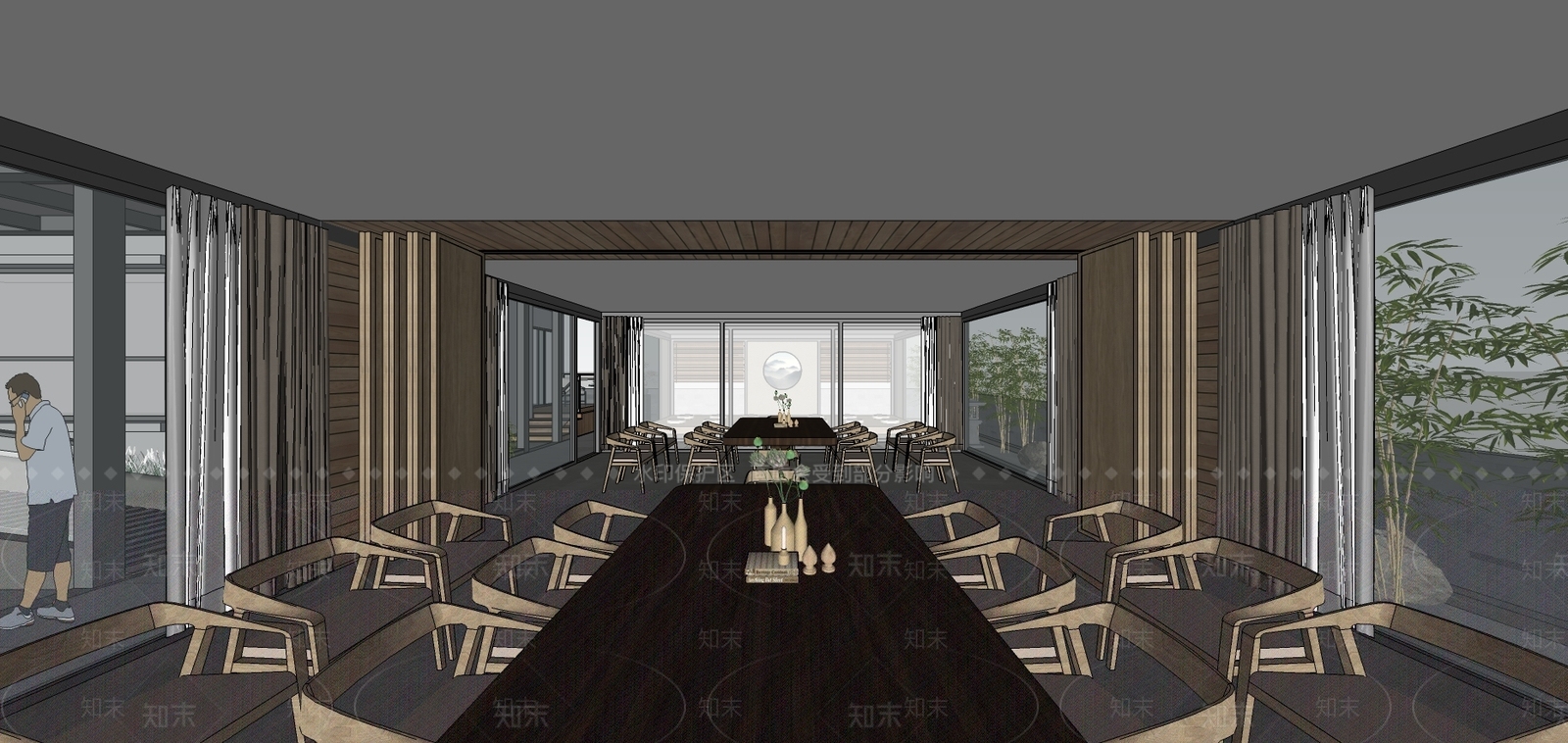 新中式花园阳台SU模型下载【ID:655358726】