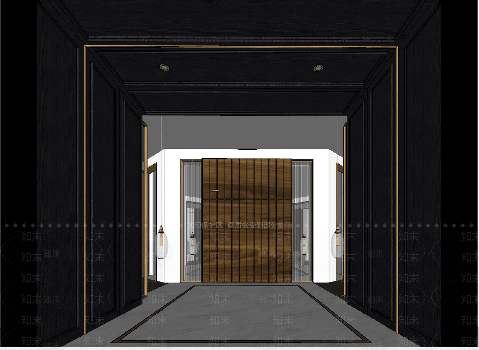 新中式地板展厅SU模型下载【ID:855364822】