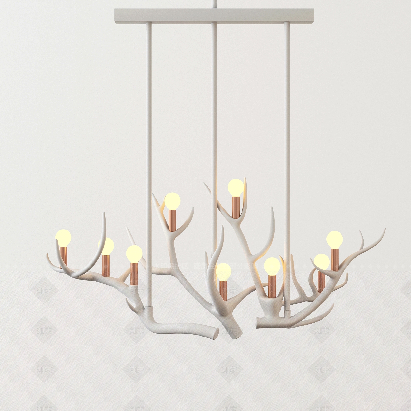 现代鹿角吊灯3D模型下载【ID:555365886】
