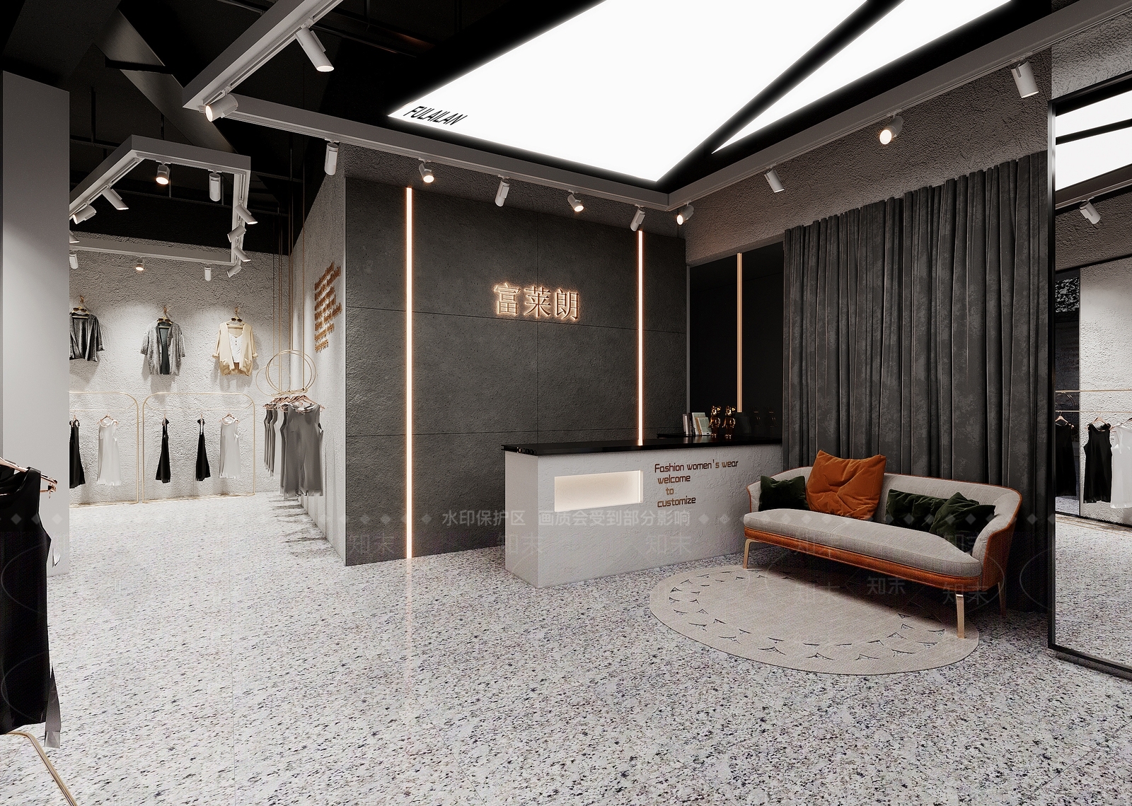 工业风服装店3D模型下载【ID:555366459】