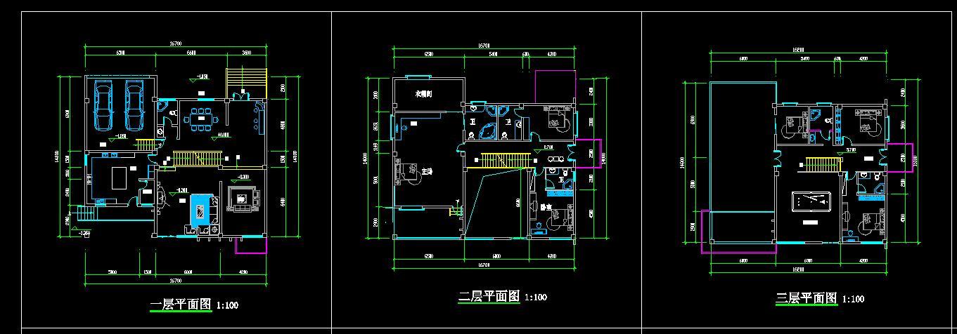 独栋小别墅CAD施工图下载【ID:555366464】