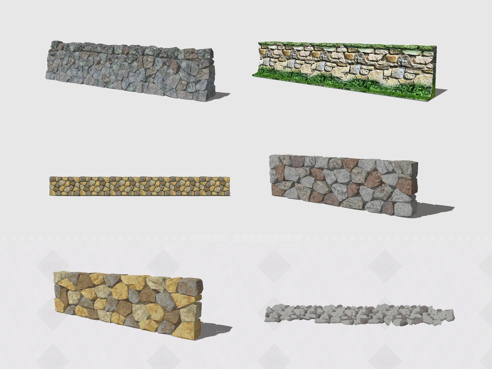 新中式风格石头围墙SU模型下载【ID:255367628】