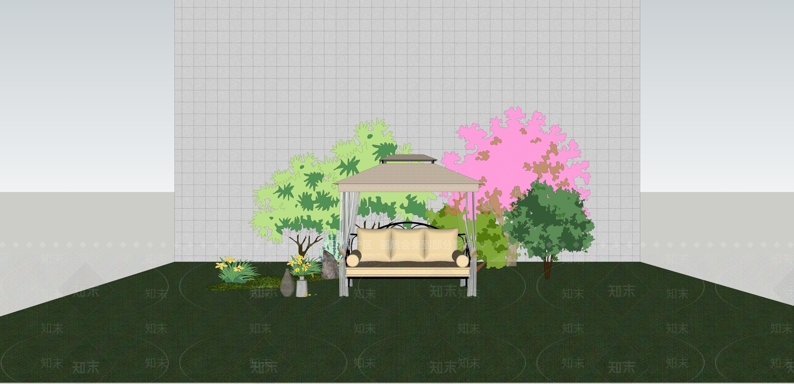 现代风格秋千SU模型下载【ID:355397782】