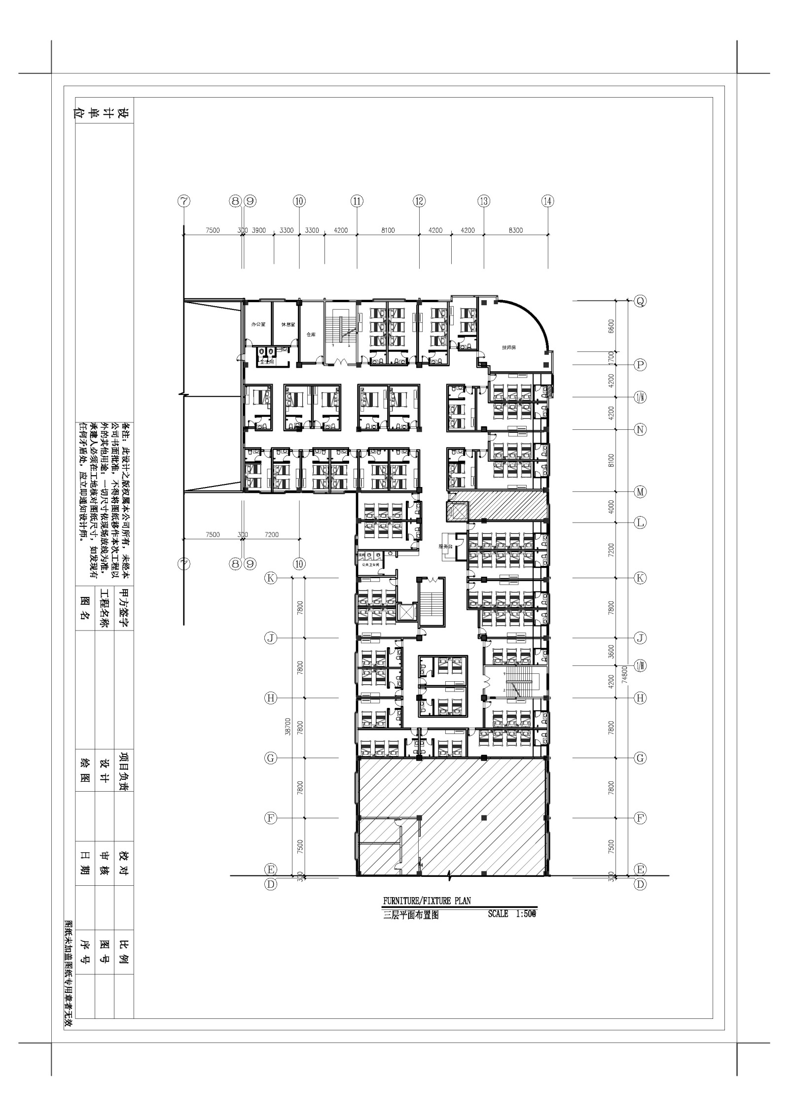 洗浴中心平面图cad施工图下载【ID:755399737】
