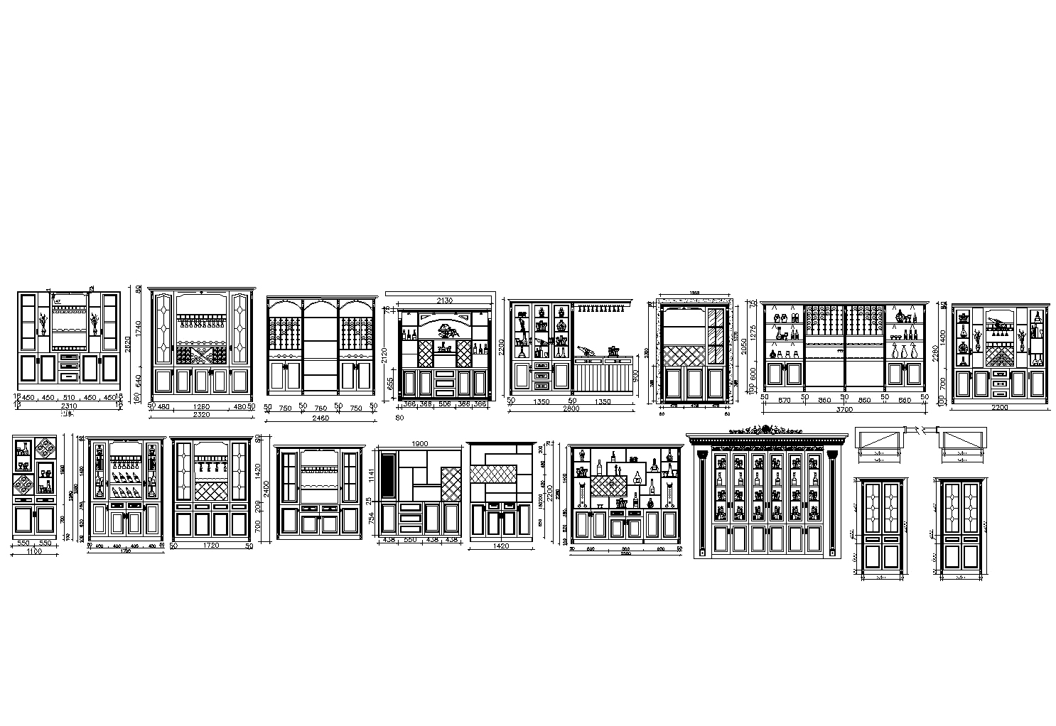 定製酒櫃cad尺寸詳細施工圖下載